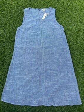 NWT Max Studio Blue Chambray Sleeveless A-Line Dress